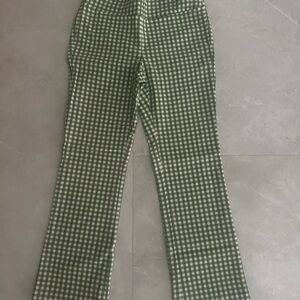 J. McLaughlin Ivy Pant Green and White Checkered Cropped Pants